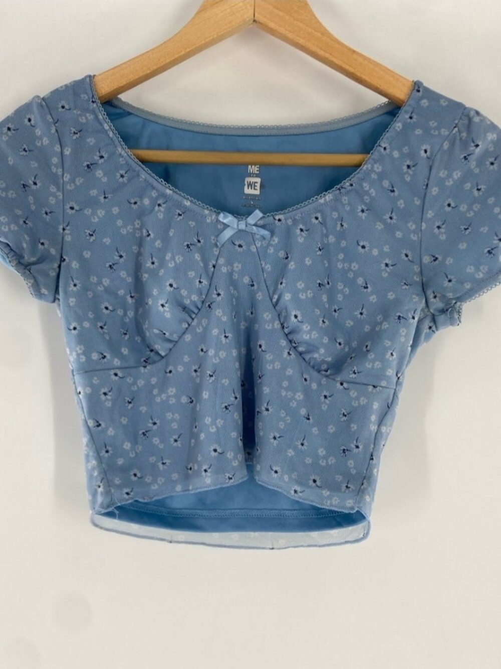 Blue Floral Crop Top Size S Gently Used